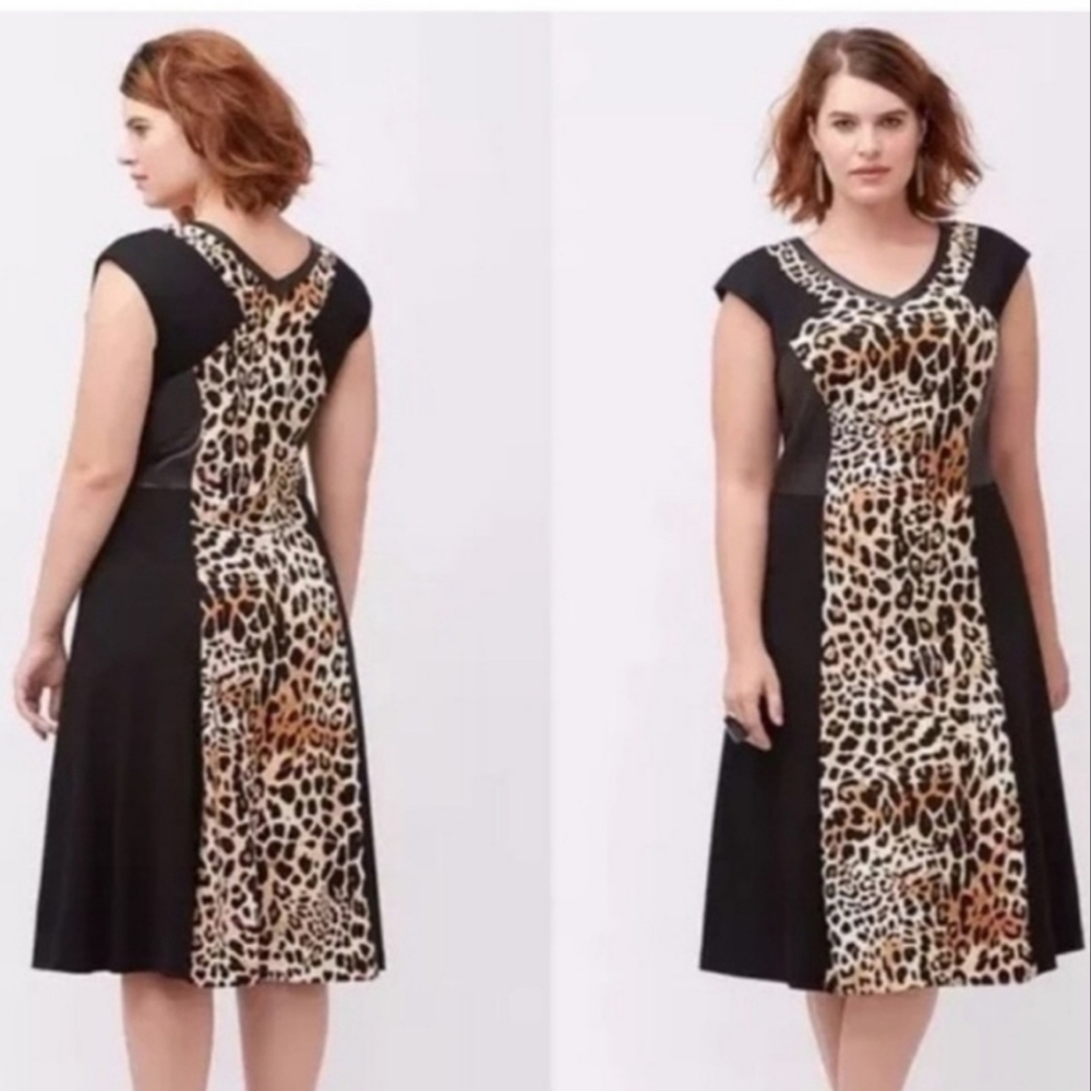 Lane Bryant Leopard & faux leather dress size 22